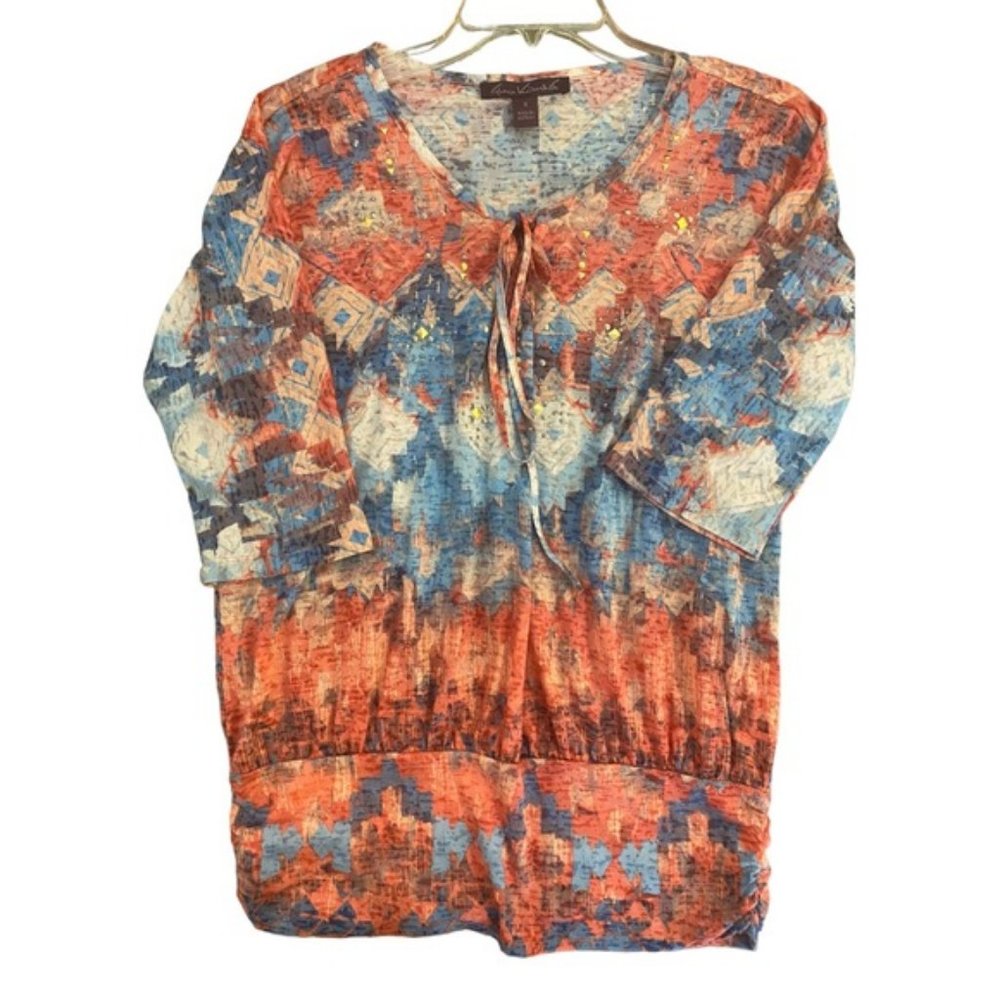 Gloria Vanderbilt Top Small Three Quarter Sleeves